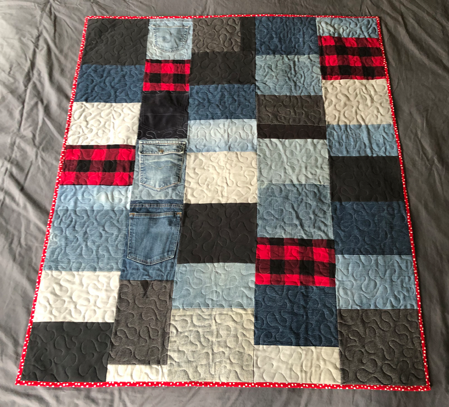 Upcycled Throw Quilt: Red Buffalo Plaid