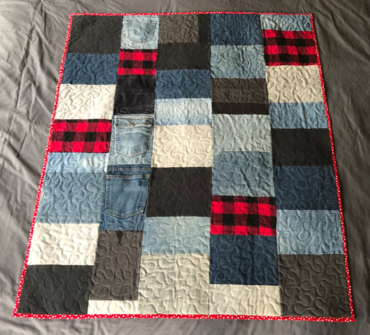 Upcycled Throw Quilt: Red Buffalo Plaid