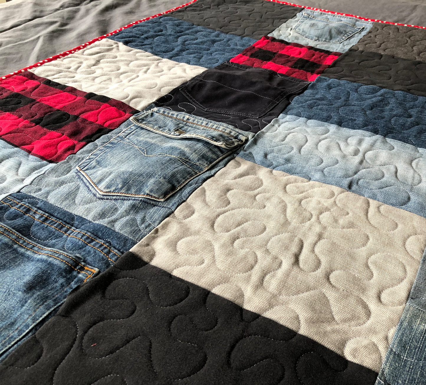 Upcycled Throw Quilt: Red Buffalo Plaid