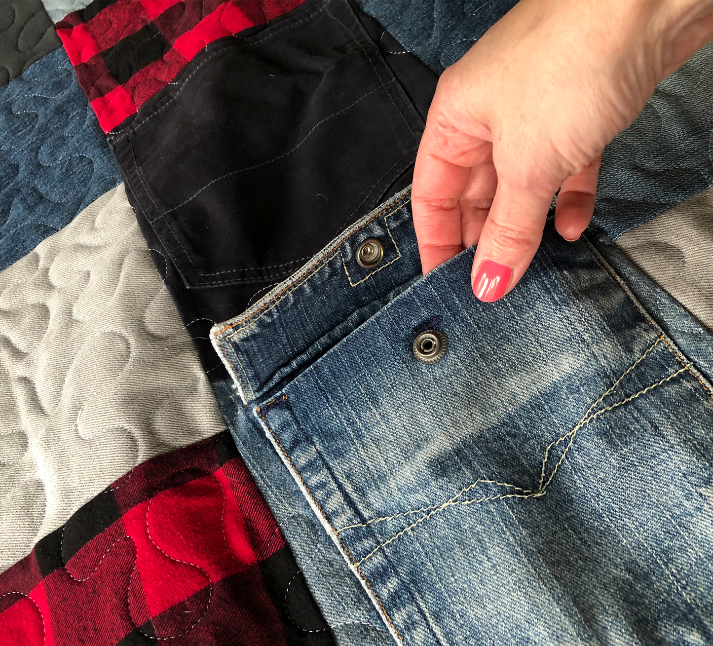 Upcycled Throw Quilt: Red Buffalo Plaid