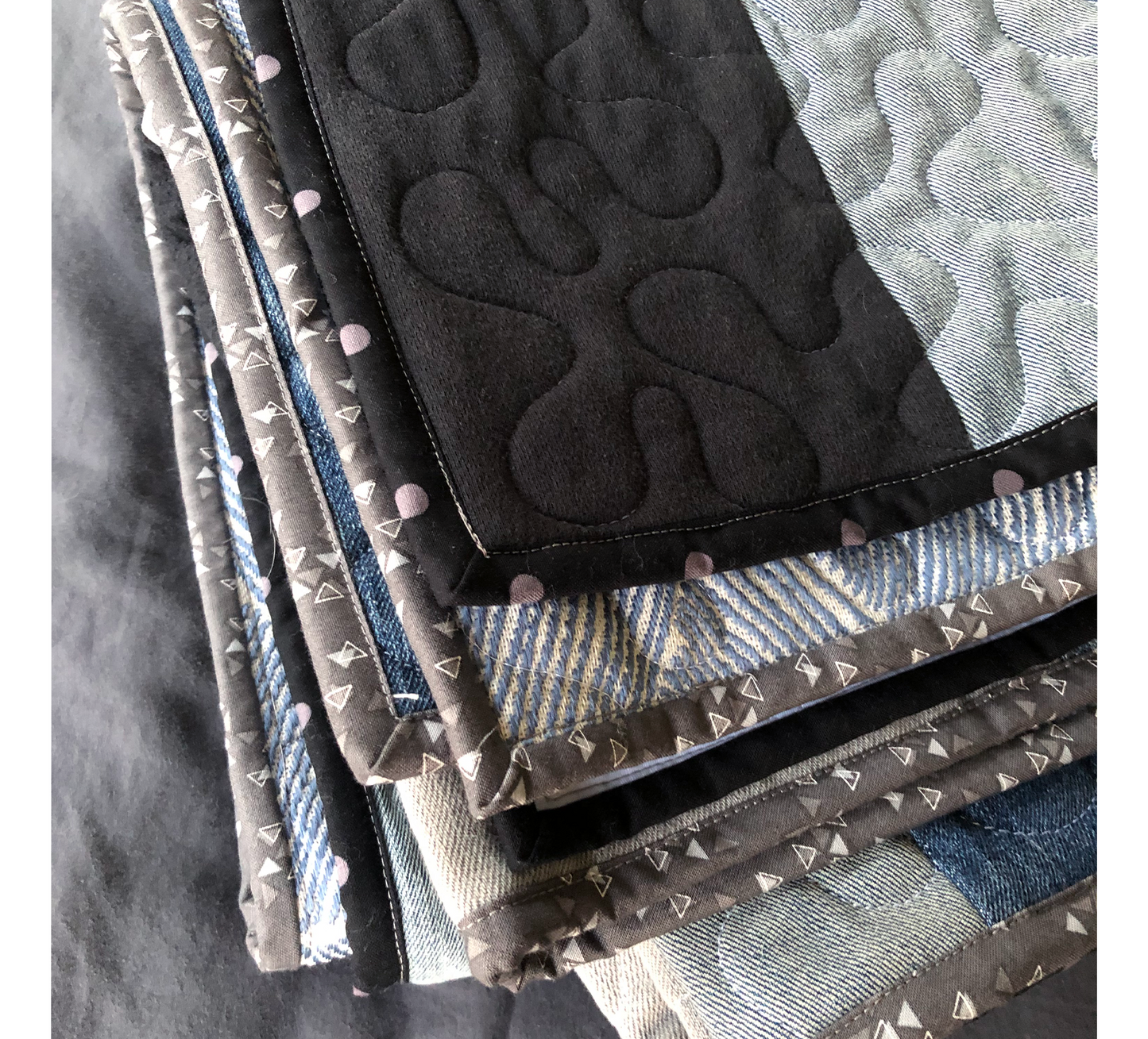 Upcycled Throw Quilt: Black with Buffalo Plaid