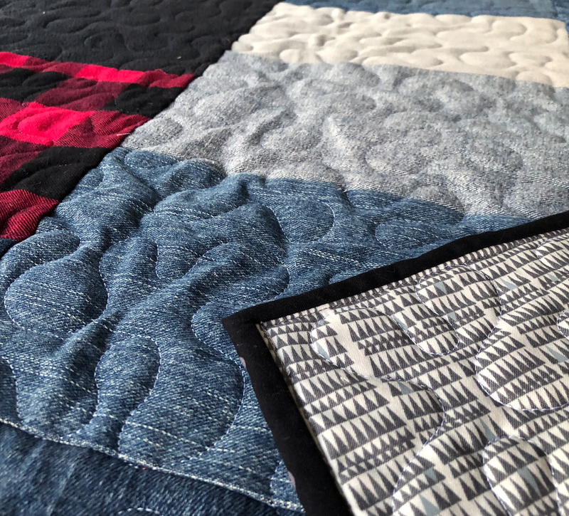 Upcycled Throw Quilt: Black with Buffalo Plaid