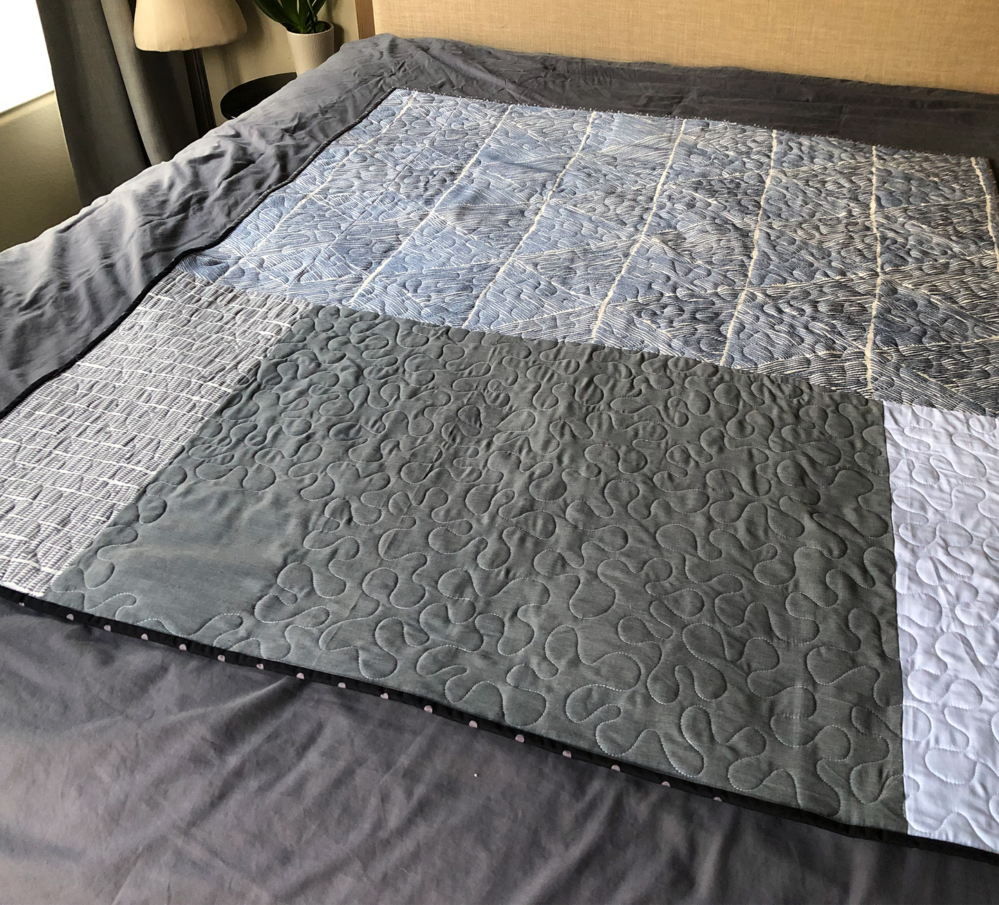 Upcycled Throw Quilt: Black with Buffalo Plaid