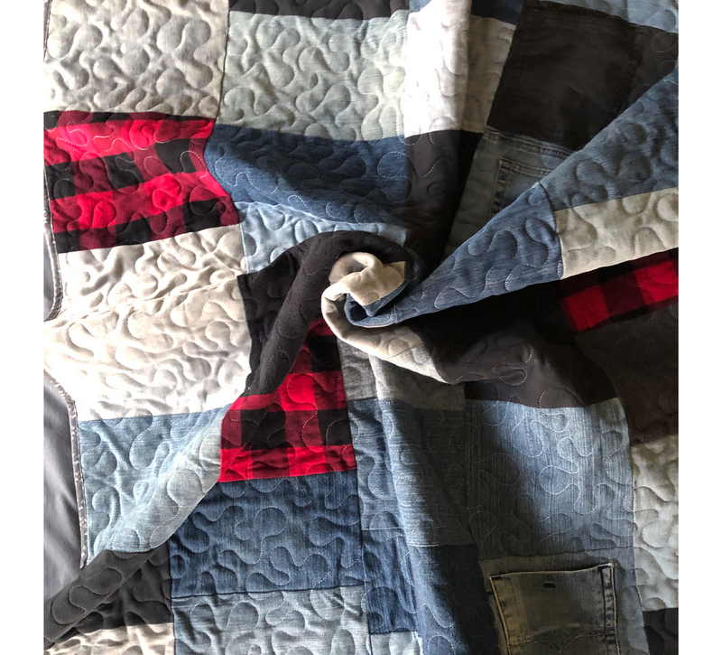 Upcycled Throw Quilt: Black with Buffalo Plaid