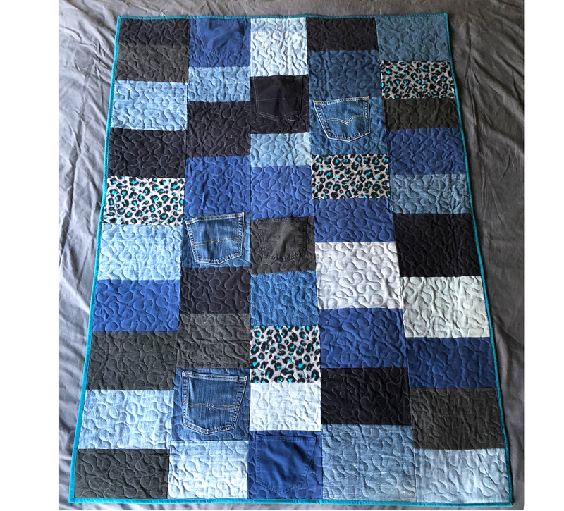 Upcycled Throw Quilt: Turquoise Leopard